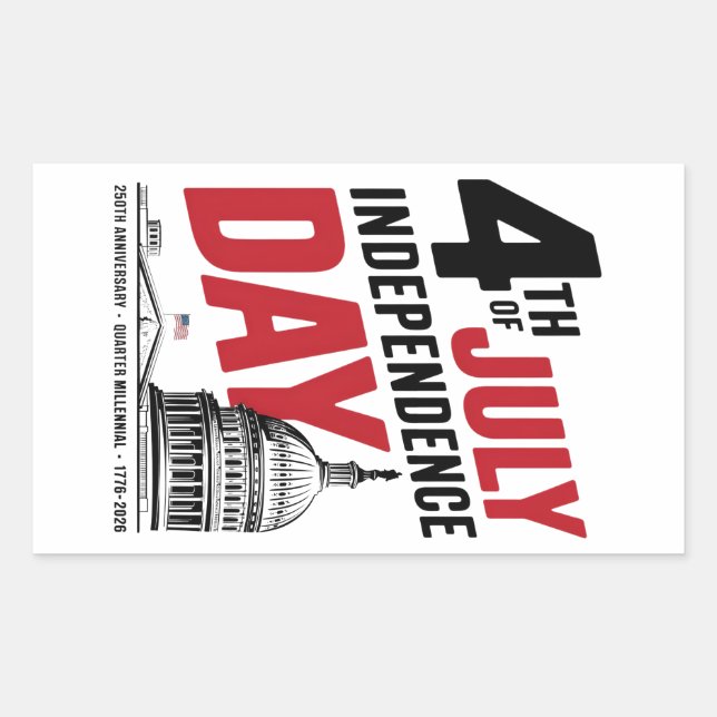 Sticker Rectangulaire 4th of July 250th Anniversary Independence Day (Devant)