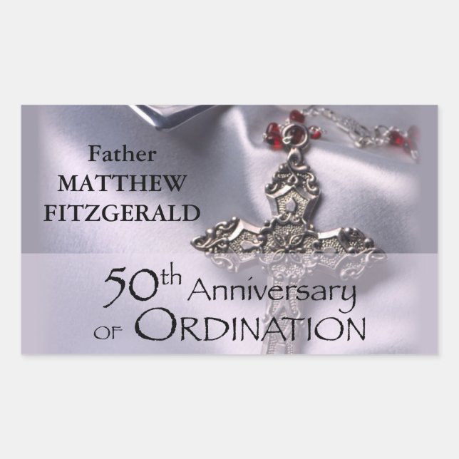 Sticker Rectangulaire 50e personnalisation Nom de l'ordre Anniversaire C (Devant)