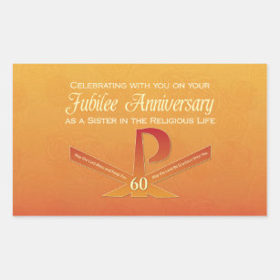 Sticker Rectangulaire 60e anniversaire de jubilé Nun Pax Cross, Orange