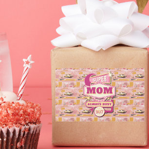 Sticker Rectangulaire 70's Retro Vegas Style Super Maman toujours occupé