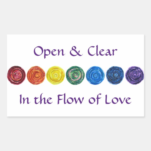 Sticker Rectangulaire 7 chakras #2 Couleurs arc-en-ciel (Devant)