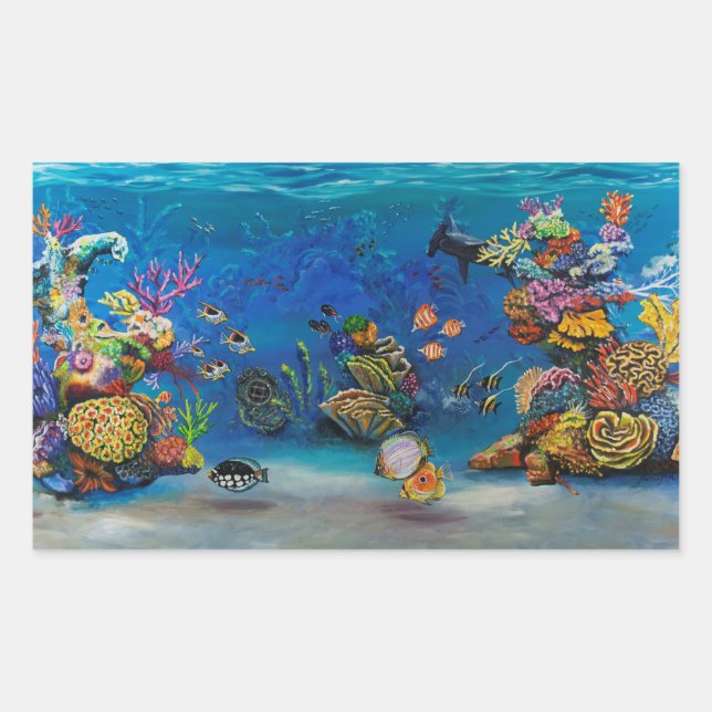 Sticker Rectangulaire 7 Mers Corail Reef (Devant)