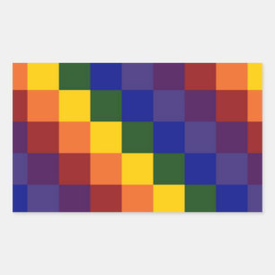 Sticker Rectangulaire à damiers arc-en-ciel