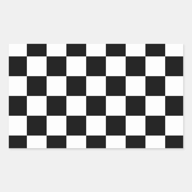 Sticker Rectangulaire à damiers noir et blanc (Devant)