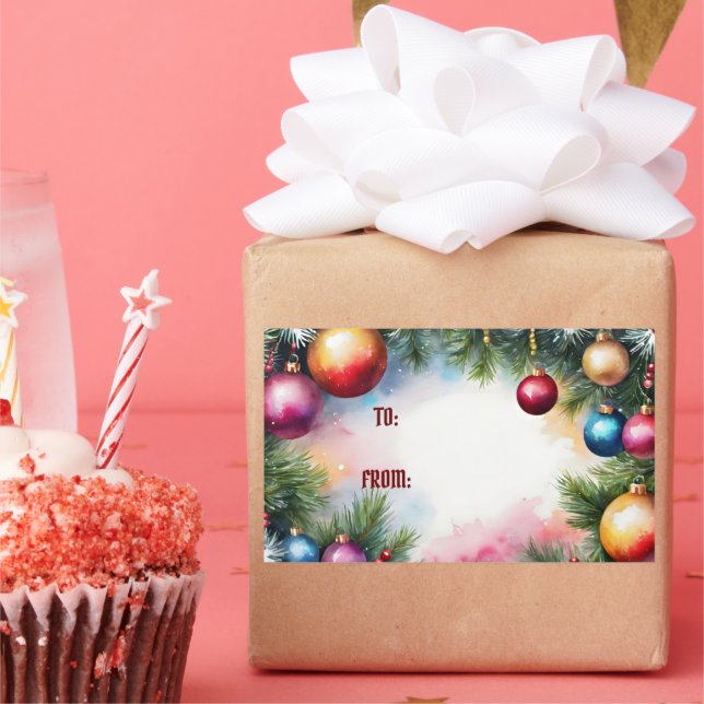 STICKER RECTANGULAIRE A/DEPUIS STICKER, ORNAMENTS DE NOËL, (Fête)