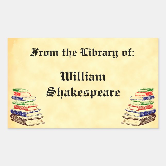 Sticker Rectangulaire À partir de la bibliothèque de la plaque personnal (Devant)