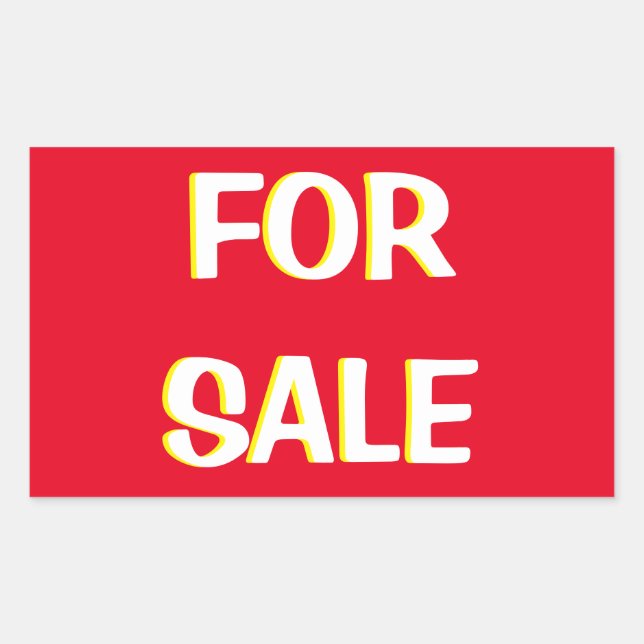 Sticker Rectangulaire à vendre rouge jaune et blanc (Devant)