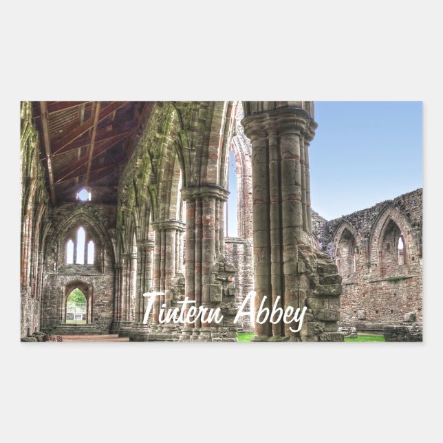 Sticker Rectangulaire Abbaye de Tintern, Monastère cistercien, Pays de G (Devant)