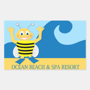 Sticker Rectangulaire Abeille sur la plage