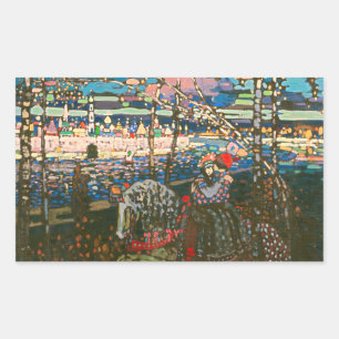 Sticker Rectangulaire Abstrait Kandinsky équitation Couple coloré
