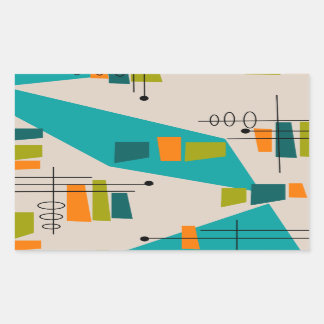Sticker Rectangulaire Abstrait moderne du milieu du siècle #55