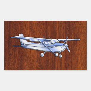 Sticker Rectangulaire Acajou classique de vol de Cessna de chrome