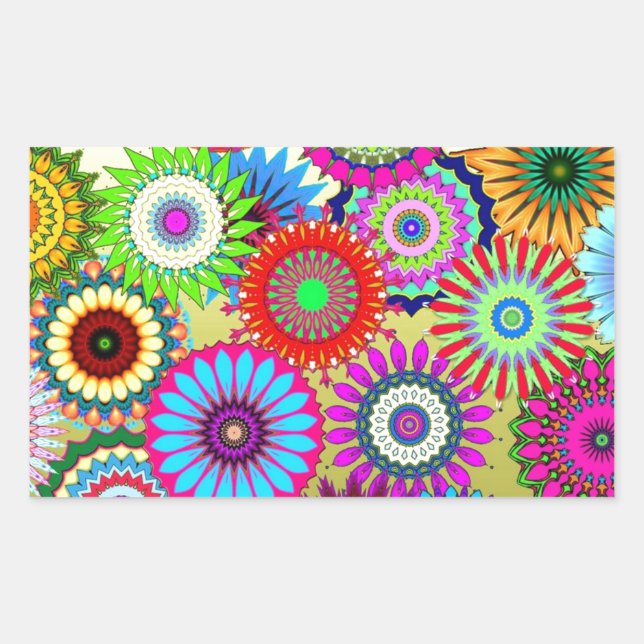 Sticker Rectangulaire Accessoire d'impression de tendance psychadelique (Devant)