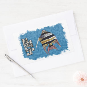 Sticker Rectangulaire Accueil est où votre AngelFish est Aquarium citati