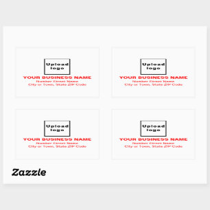 Sticker Rectangulaire Adresse de l'entreprise Textes rouges sur blanc