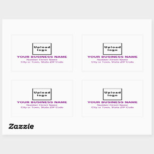 Sticker Rectangulaire Adresse de l'entreprise Textes violets sur blanc