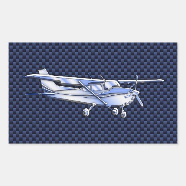 Sticker Rectangulaire Aéronef Classique Chrome Cessna Flying Carbon Fibr (Devant)