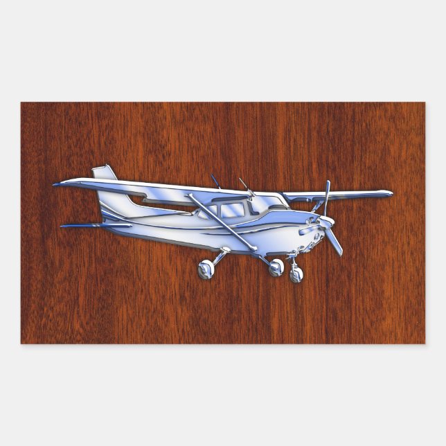 Sticker Rectangulaire Aéronef Classique Chrome Cessna Flying Mahogany (Devant)