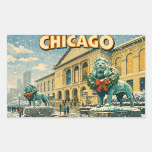 Sticker Rectangulaire Affiche de l'Institut d'Art de Chicago en hiver
