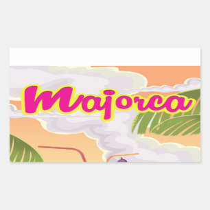 Sticker Rectangulaire affiche de voyage majorca vintage.