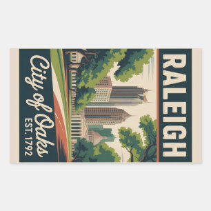 Sticker Rectangulaire Affiche de voyage rétro de Raleigh Caroline du Nor