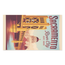 Affiche de voyage rétro Sacramento Californie vint