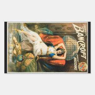 Sticker Rectangulaire Affiche Magie Vintage, Magicien Frederick Bancroft