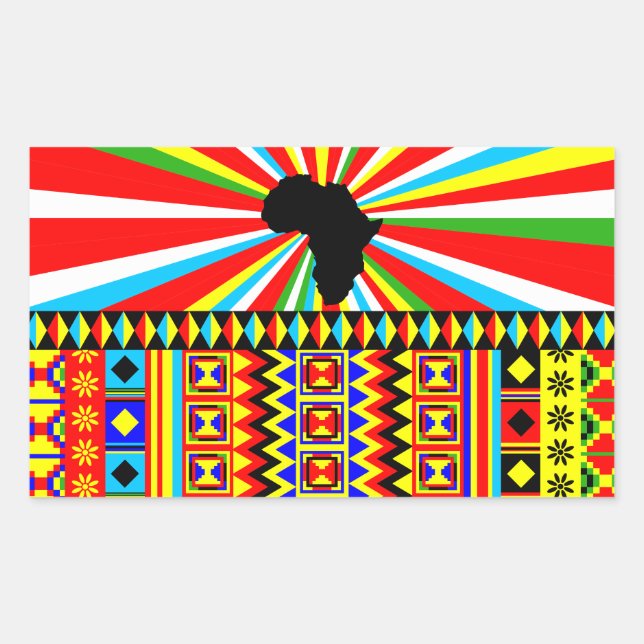 Sticker Rectangulaire Africain Print Kente Motif Tribal (Devant)