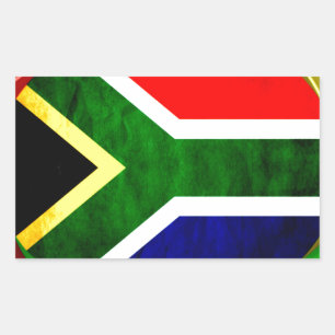 Sticker Rectangulaire Afrique du Sud Drapeau : Motif dynamique à balayag