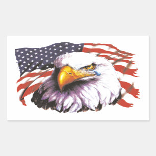 Sticker Rectangulaire Aigle À Balles Avec Une Tear - Drapeau Américain E