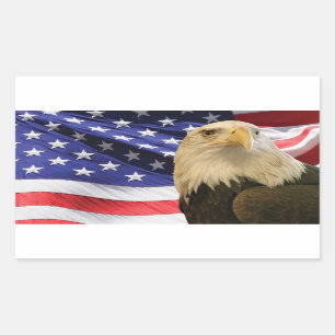 Sticker Rectangulaire Aigle et drapeau américains