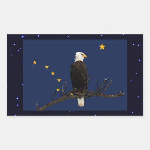 Sticker Rectangulaire Aigle Et Drapeau De L'Alaska