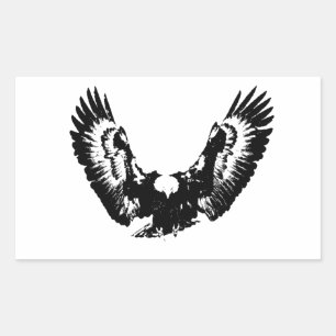Sticker Rectangulaire Aigle noir et blanc