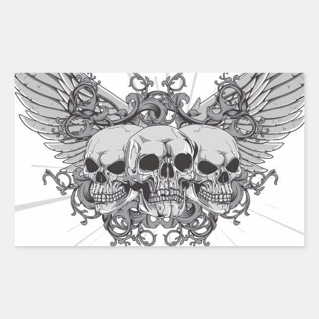 Sticker Rectangulaire Ailes du crâne (Devant)