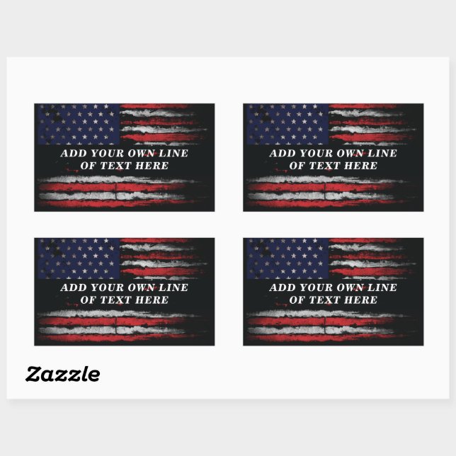 Sticker Rectangulaire Ajouter votre propre texte sur grunge American fla (Feuille)