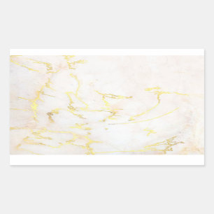 Sticker Rectangulaire Ajouter Votre Texte Marbre Or Modèle Vide Élégant