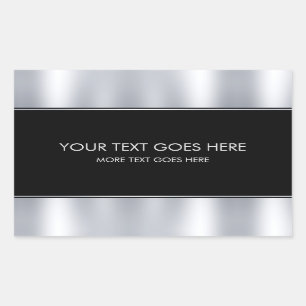 Sticker Rectangulaire Ajoutez Votre Texte Moderne Élégant Noir Et Argent