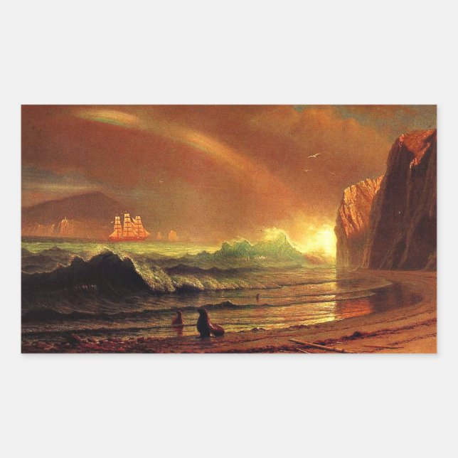 Sticker Rectangulaire Albert Bierstadt, La Porte d'Or, (Devant)