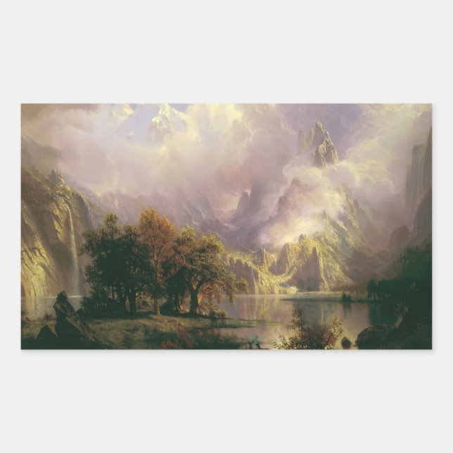 Sticker Rectangulaire Albert Bierstadt - Paysage des Rocheuses (Devant)