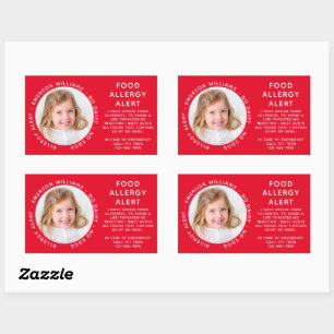 Sticker Rectangulaire Alerte aux allergies alimentaires rouges