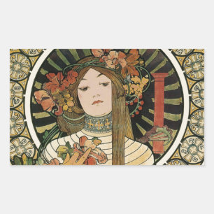 Sticker Rectangulaire Alfonse Mucha Trappistine Nouveau