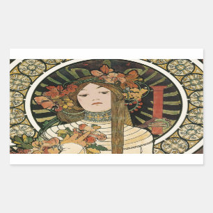 Sticker Rectangulaire Alfonse Mucha Trappistine Nouveau