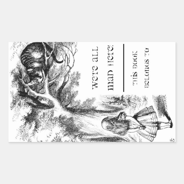 Sticker Rectangulaire Alice au pays des merveilles / Cheshire Chat Plaqu (Devant)
