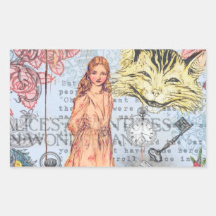 Sticker Rectangulaire Alice au pays des merveilles Classique Cheshire Ra