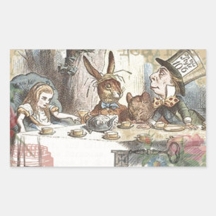 Sticker Rectangulaire Alice au pays des merveilles Mad Tea Party Art
