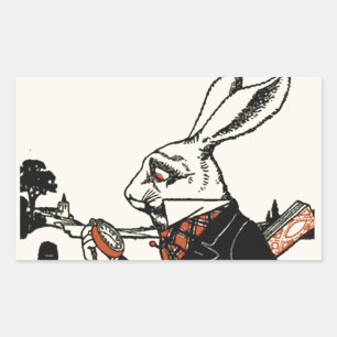 Sticker Rectangulaire Alice White Rabbit Classic Wonderland