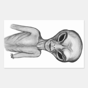 Sticker Rectangulaire Alien gris, je veux croire