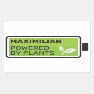 Sticker Rectangulaire Alimenté par plante vert nom complet de batterie p