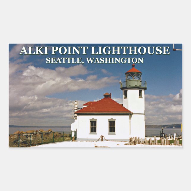 Sticker Rectangulaire Alki Point Lighthouse, Seattle Washington (Devant)