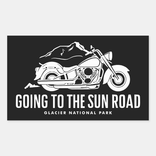Sticker Rectangulaire Aller À La Moto Sun Road Montana (Devant)